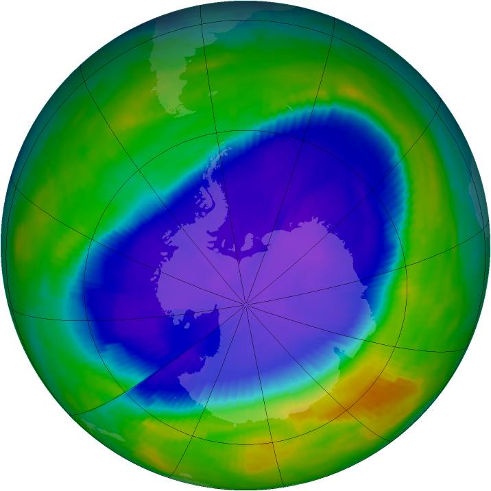 Antarctic ozone map for 28 September 1997